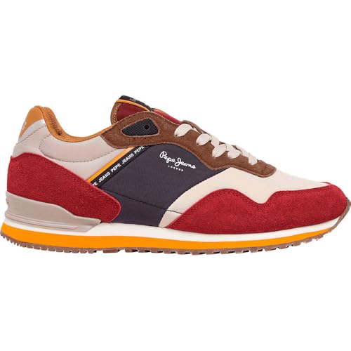 Pepe Jeans London Link M, Sneak Hombre, Rojo Rojo Dalia Rojo, 46 EU