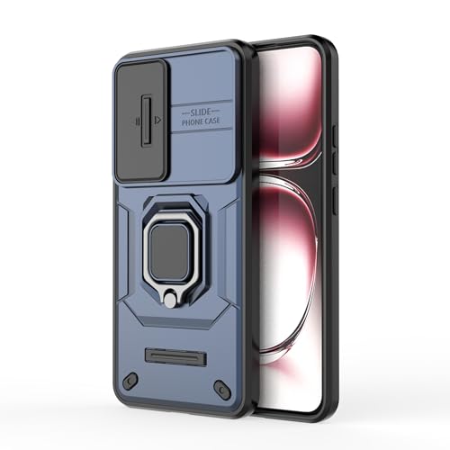 Image of Thermoplastic Polyurethane Camshield Pro Case With Slide Camera Protection And Ring Stand Bumper Back Case Cover For Oppo Reno 12 Pro 5G (Blue)