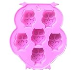 Toruiwa Molde de Silicona 6 Cavidad Molde de Silicona 3D Forma del BúhoSilicone Chocolate Postre Jabón Crayón Pastel de Hielo Decoración Molde 13.5 * 11.2 * 2cm