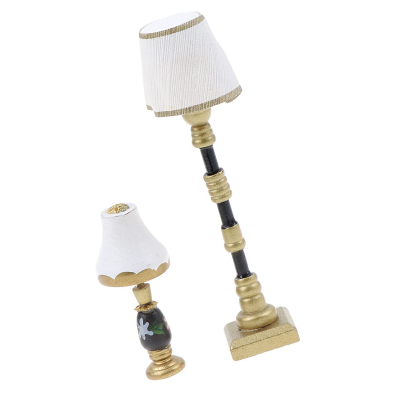 Mini-Puppenhaus-Stehlampe, Miniatur-LED-Licht, Möbelzubehör, Dekor, Puppenhaus-Farbpartikel-Lampenschirm Im Maßstab 1:12, Batteriebetrieben