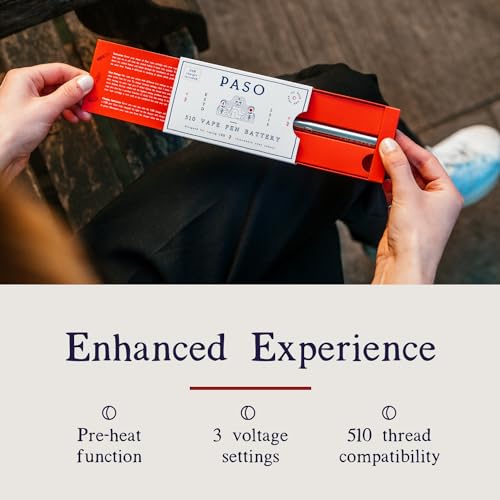 Paso – Premium Vape Pen with Rechargeable Battery | 510 Thread Device | Suitable for E-Liquids & Thick Oils | Includes Battery Charger | Does NOT contain Nicotine or Eliquid - Image 2