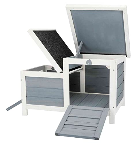 Trixie Small Pet House, Wooden Outdoor Shelter, Weatherproof Pet Home, Ideal For Cats, Rabbits, Bunnies, Guinea Pigs, Gray #TOP3