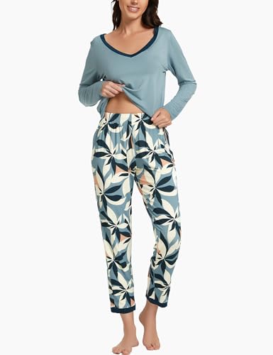 Image of GYS Women's Bamboo Viscose Long Sleeve Pajamas Set