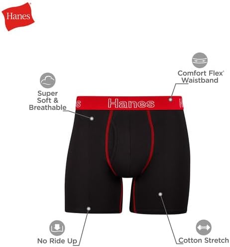 Hanes Men's Underwear, Stretch Cotton Boxer Briefs for Men, Moisture-wicking, Multi-Pack - Image 6