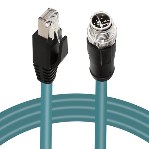 M12 X-Code 8 Pin Industrial Ethernet Cable, IP67 Waterproof Shielded Sensor Cable, Male to Female High-Flex Aviation Connector for Cognex Camera, PLC, Automation System
