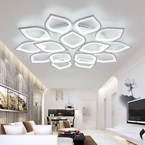 Plafonnier LED salon moderne dimmable à télécommande lotus 15 têtes - 3