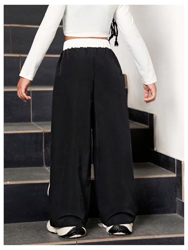 WDIRARA Toddler Girl's Elastic Waist Sweatpants Workout Color Block Straight Leg Pants2