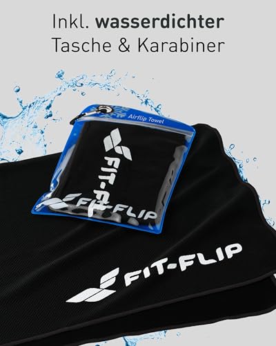 Fit-Flip Kühlendes Handtuch - Ice Cooling Towel und mikrofaser Kühltuch – kühlende Handtücher für Nacken und Hals - Airflip cool Towel für Fitness und Sport - Kühlhandtuch (schwarz, 100x30cm)