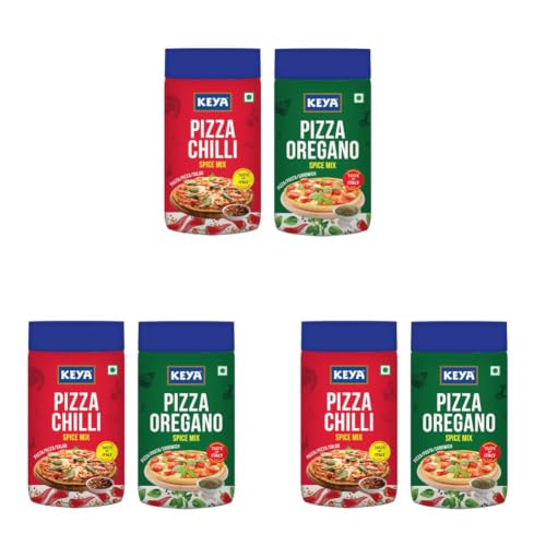 Image of Keya Seasoning Combo | Pizza Oregano 70gm | Pizza Chilli 60gm | Seasonings For Pasta | Premium All Natural & Healthy Italian Spice Blend | Sprinkler | No Artificial Flavours and Colours| Pack of 6