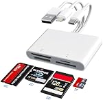 Memory Stick Pro Duo Adapter - XD Picture Card Reader for iPhone/USB C/A, 4 in 1 SD/TF/MS/XD Card Reader Adapter with Lightning USB-A USB-C Ports Support iPhone 16/15/14/13/iPad/PC/Android/Laptop