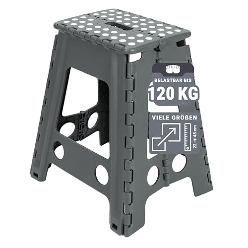 ZOLLNER Klapphocker 100% Kunststoff, 29x22x45 cm, anthrazit/weiß