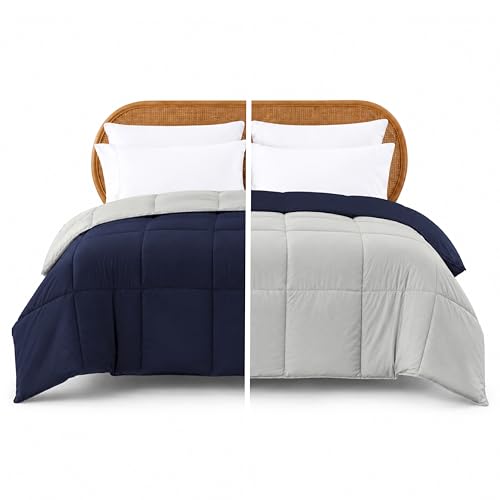 Image of Modern Threads Down Alternative Reversible Comforter Navy /Silver King