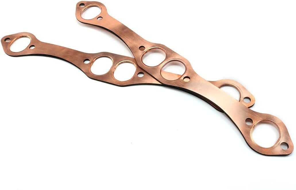 2pcs SBC Oval Port Copper Header Exhaust Gaskets Compatible with SB Chevy 327 305 350 383 Reusable