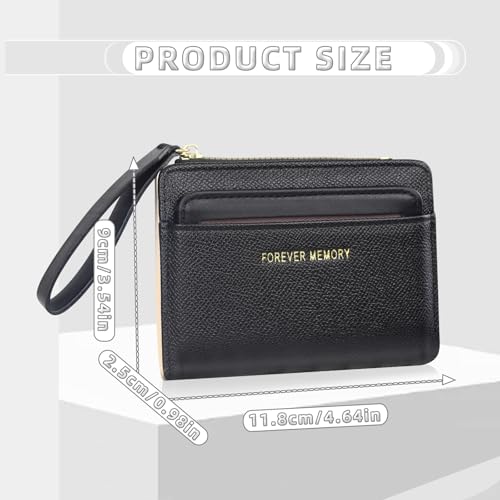 WishLotus Small Wallet for Women, PU Leather Womens Bifold Wallet with Zipper Coin Pocket, Compact Credit Card Wallet with ID Window (Blue)3