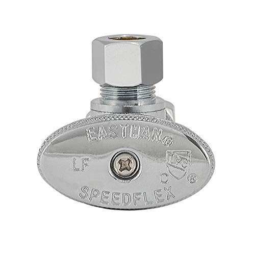 Eastman 3/8 Inch Od X 5/8 Inch Od (1/2 Inch Nom.) Quarter Turn Angle Stop Valve, Brass Plumbing Fitting, Chrome, 10738Lf #TOP3