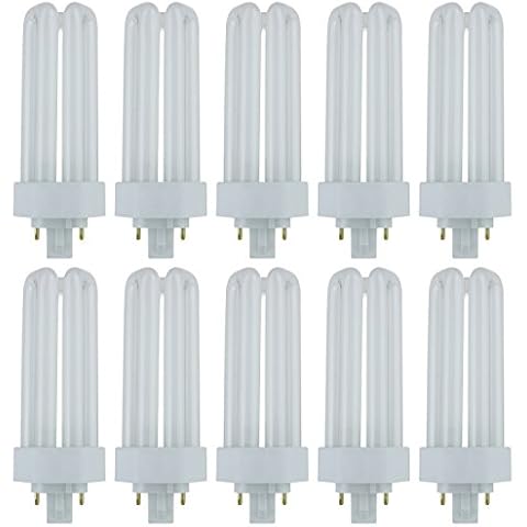 Sunlite PLT26/E/SP CFL Plug-in PLT 4-Pin Triple Tube, 26 Watts, 4-Pin GX24q3 Base, 1800 Lumens, 3000K Warm White, 10 Pack Cover