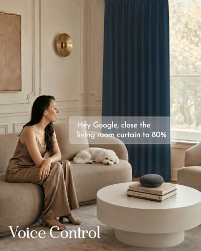 Image of Graywind Motorized Curtains with Track, Room Darkening Smart Curtains, Hardwired Curtains Compatible with Alexa Google Home Remote Control for Large Windows, Custom Drapes Up to 220 inch, Echo (Navy)