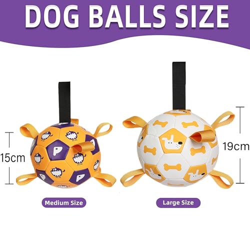 YUEMING Hundespielzeug Ball, Hundefußball mit Griff und Pumpe, Dauerhaft Hundespielzeug für Kleine Mittlere Große Hunde Fußball für Hunde, Wasserspielzeug (Gelb, 15cm)