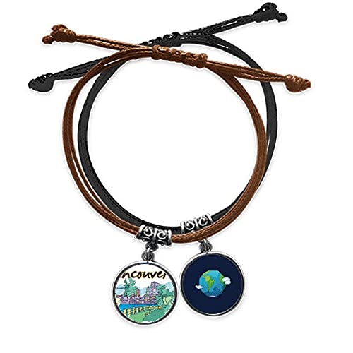 Pulsera de cuerda Vancouver Canadá cadena de mano cuero ajustable foto histórica