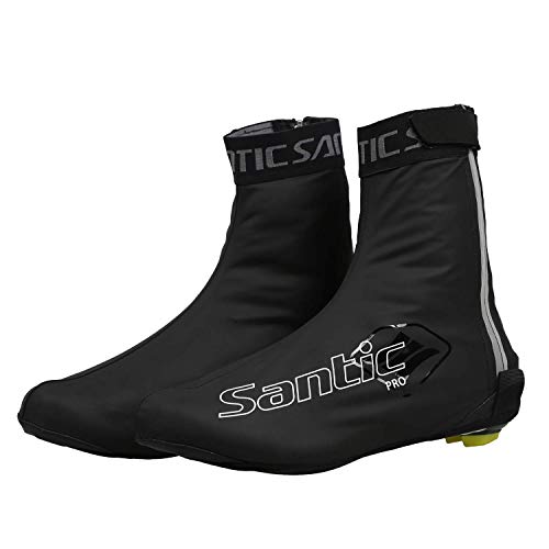 Santic Cycling Shoe Covers Unisex Windproof Bike Cycling Overshoes Pu Winter Thermal Sports Accessories With Fleece S #TOP6