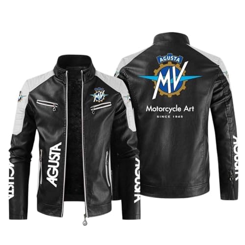 QATOBI Bomber Hombre Chaqueta M.V, Cazadora Bombardero Impermeable a Prueba de Viento, Cazadora de Piel Impermeable a Prueba de Viento, PU Piel(Black,L)