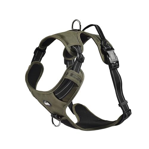 Bobby Rando Walk - Arnés para Perro, Talla XS, Nailon Reflectante, Hebillas Ajustables de Cierre Seguro, fácil de Llevar, Caqui Cuello Redondo 20-32 cm, Contorno de Pecho 36-43 cm