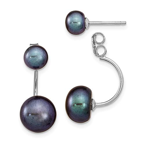 925 Sterling Silver 6mm 9mm Black Freshwater Cultured Pearl Drop Dangle Chandelier Earrings Fine Jewelry For Women Gifts For Her