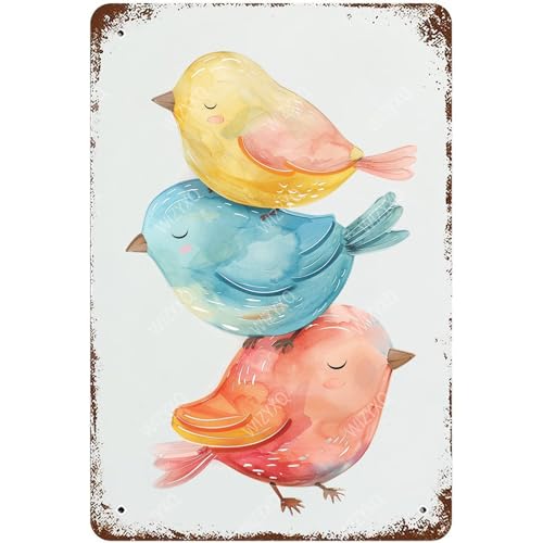 WIZYXQ Funny Bird Metal Signs Vintage Tin Sign Retro Wall Decor for Home Office Farmhouse Yard Garden Shop Cafe Indoor Outdoor 8×12 Inches