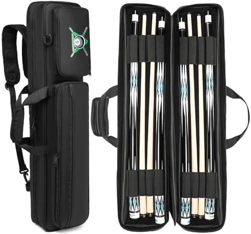 Custodia per stecche da biliardo FRETHIND per 4 impugnature e 4 aste, custodia per stecche da snooker, borsa morbida per stecche da biliardo con tracolla e cinghia per zaino