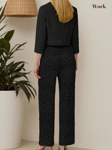 Mina Self 2025 Women's Summer Linen Blazer Cropped 3/4 Sleeve Lightweight Fully-Lined Trendy Casual Work Office Suit Jackets3