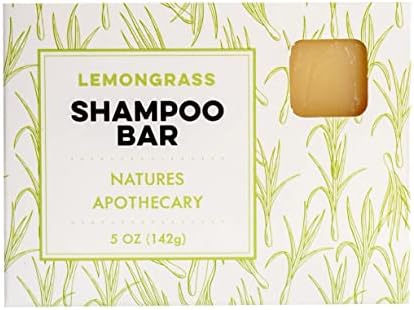 Nature's Apothecary Lemongrass Solid All-Natural Shampoo Bar, Handmade in USA with Plant Based Ingredients. Eco-Friendly, Vegan, Sulfate Free & Cruelty Free. All Hair Types, Large 5 oz. Bar.