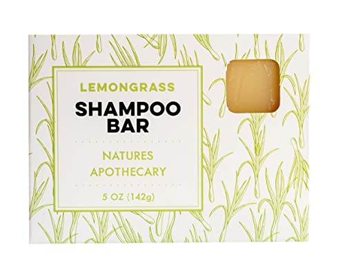 Nature's Apothecary Lemongrass Solid All-Natural Shampoo Bar, Handmade In Usa With Plant Based Ingredients. Eco-Friendly, Vegan, Sulfate Free & Cruelty Free. All Hair Types, Large 5 Oz. Bar. #TOP15