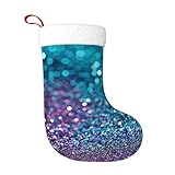 Vykmvtyb Blue Glitter Sparkles Christmas Stockings Soft Personalized Christmas Stocking,Hanging Classic Xmas Stockings Decoration for Holiday Christmas Party Family Decor