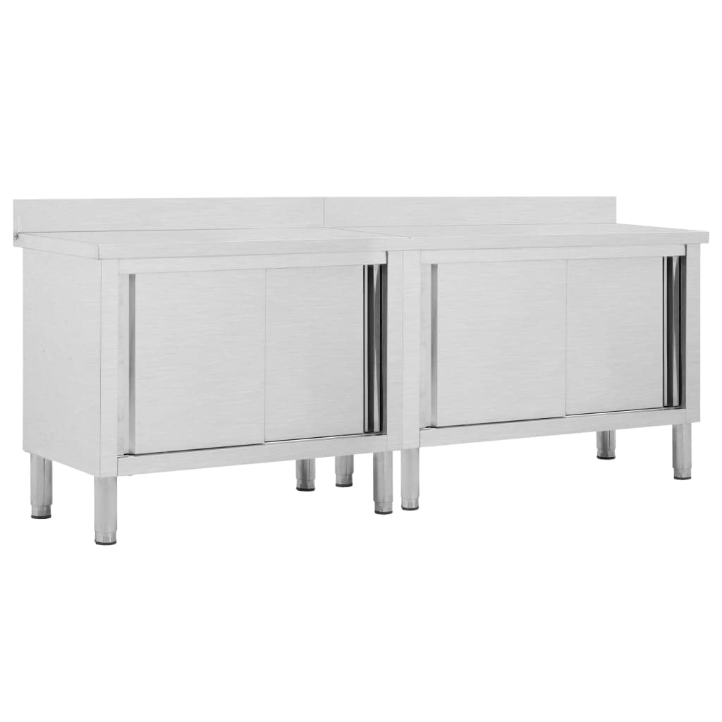 Armoire de travail en acier inoxydable 240 cm avec portes