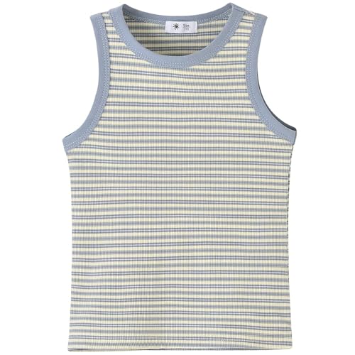 Image of BINIDUCKLING Toddler Tank Top Girls Summer Cute Striped Sleeveless Top 24 Months-8 Years