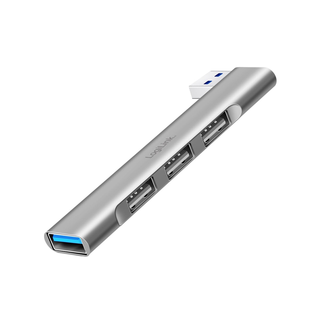 LogiLink UA0436 Ultraslim 4-Port USB Hub (USB-A Connection) Made of Aluminium with up to 18 W, Ports: 1x USB 3.0 Type-A, 3 x USB 2.0 Type-A