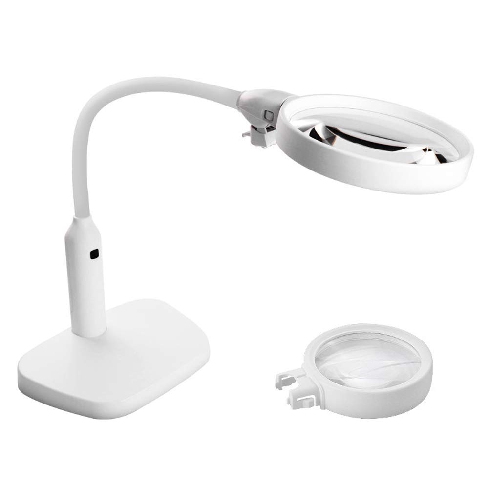 szkło powiększające, 2x 5x biurkowa i zaciskowa lampa powiększająca 2 w 1, lupa do czytania ze stojakiem, jasne światła LED w świetle dziennym i elastyczna gęsia szyja do hobby, rzemiosła, stołu
