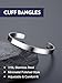 Bandmax Stainless Steel Cuff Bracelets for Men Women High Polished Metal Open Cuff Bangle Bracelet Arm Cuff Adjustable Mens Womens Fashion Jewelry
