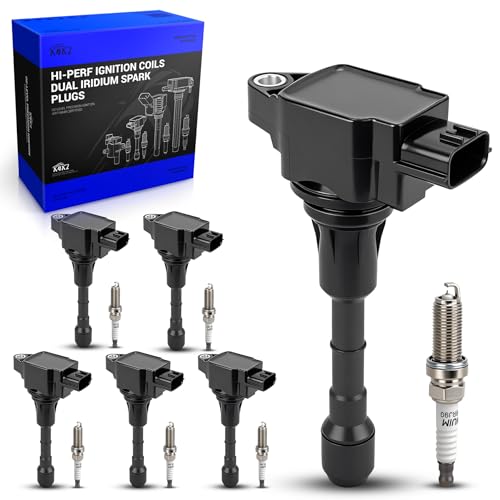 Image of UF617 Ignition Coil & 90174 Double Iridium Spark Plugs for 2008-19 Infiniti | G37, Q50, EX37 /FX37, M37, Q40, Q60, Q70, Q70L, QX50, QX70, 2009-2020 Nissan 370Z Replace# 22448EY00A 1788503 48748 GN10430