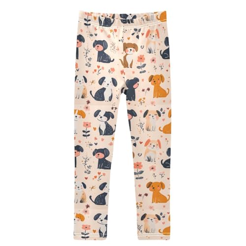 Boccsty Black Brown Dog Print Girls Leggings Kids Yoga Pants Dance Active Tights 4T