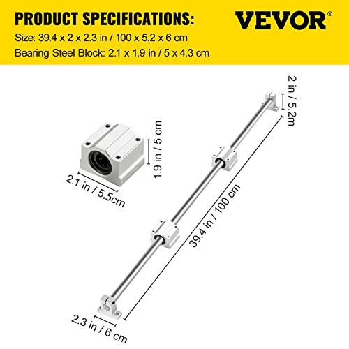 Image of BestEquip Linear Rail Slide 2PCs 20mm x 1000mm Linear Bearing Slide Set with 4Pcs Block Bearings SC20UU+4Pcs Shaft Support Linear Shaft CNC Parts Kits for Electronic Equipment Guide Bar