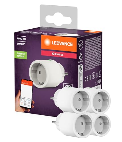 LEDVANCE SMART+ Enchufe inteligente para interiores con tecnología ZigBee, integra dispositivos tradicionales en el hogar inteligente, compatible con Alexa o Google, blanco, paquete de 4