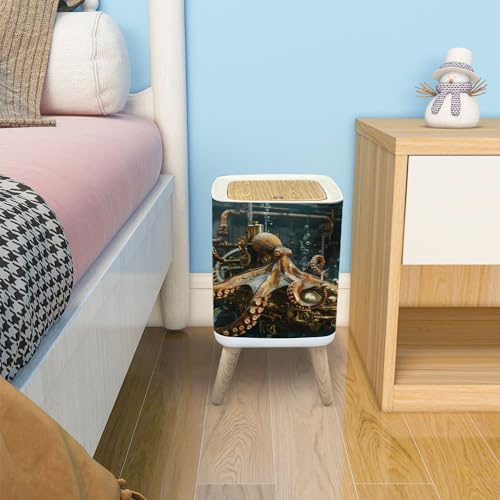 Caneca de basura rectangular con tapa de plástico miniatura 2
