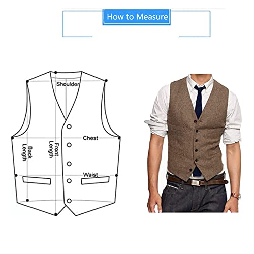 Vintage Brown Tweed Vests Wool Herringbone Slim Fit Men Waistcoat Plus Size2