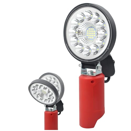 2000LM 12W Cordless LED Work Light Compatible with Milwaukee M12 12V Battery, Portable Flashlight Battery Powered Flood Light with 110°Rotatable & 2 Modes for Indoor Outdoor Camping Emergency
