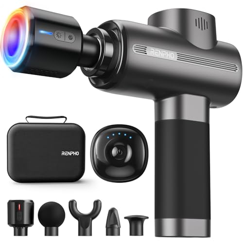 RENPHO Active Thermacool Massage Gun Deep Tissue with Heat and Cold, FSA Eligible, Back Massager for Muscle Relief, HSA, Percussion Body Masajeador for Men Women Athletes, Portable with Case