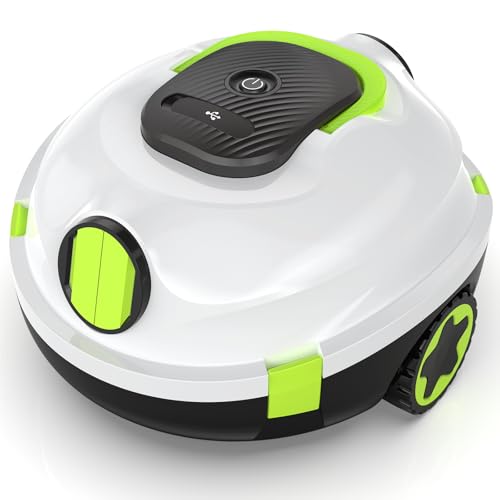 OUCAXIA Cordless Robotic Pool Cleaner with 120-Min Runtime, Dual Suction Power, Self-Parking & Smart Navigation, for Above-Ground & In-Ground Pools up to 1,100 Sq.Ft (Greenwhite)