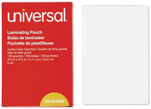 Universal UNV84680 6.5 in. x 4.38 in. Laminating Pouches - Crystal Clear (100/Box)