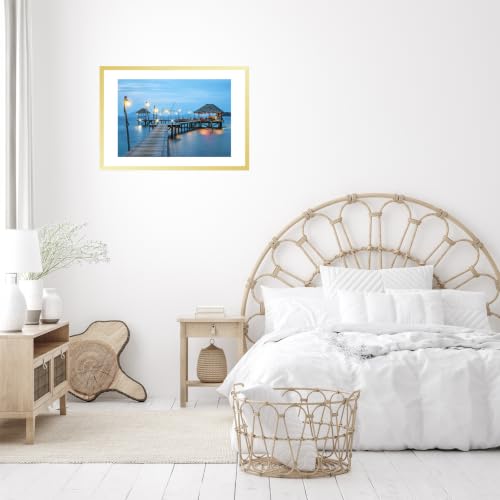 Image of JCJMY 22.375x34 Picture Frame with 20x30 Mat, Display Photo 20x30 with Mat or 22.375 x 34 Without Mat, Wall Hanging Large 22.375 by 34 Poster Frame with Plexiglass, Gold
