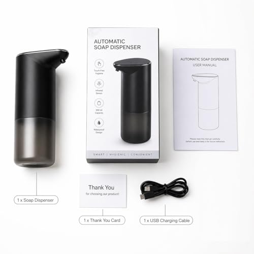 Image of Automatic Soap Dispenser Touchless | Infrared Sensor Hands-Free Liquid Soap & Sanitizer Dispenser | Battery Operated Hygienic Hand Wash Machine | Modern Design for Bathroom & Kitchen(Black)